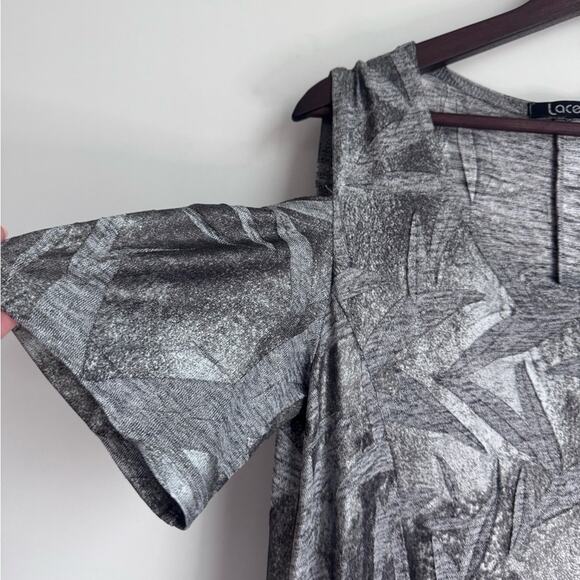 LACE Lagenlook Minimalist Gray Dress‎ Size XL French Canada Cut Out Texture - Picture 4 of 9